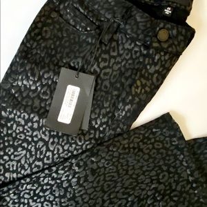 Paige Denim Metallic Leopard Cropped High Jeans 25